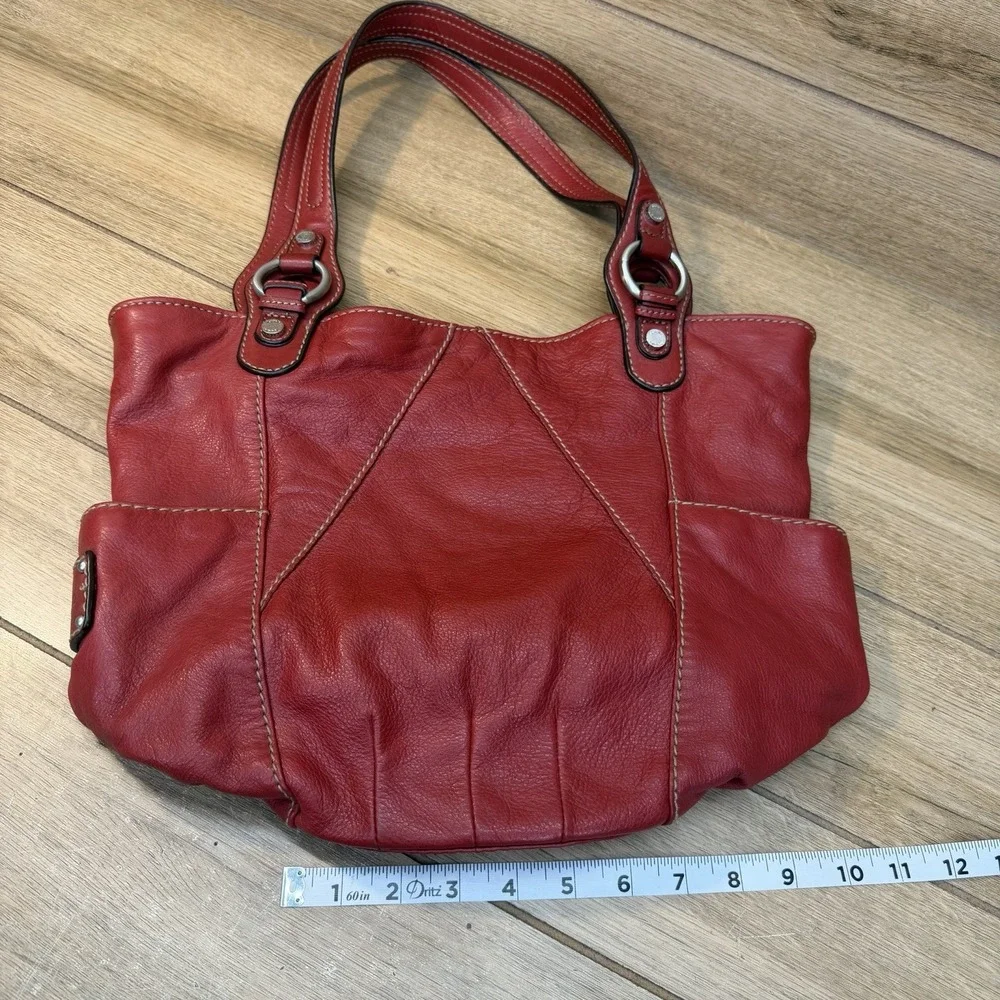 Vintage Tignanello Red Leather Bucket Bag Slouchy Hobo Shoulder Purse Large